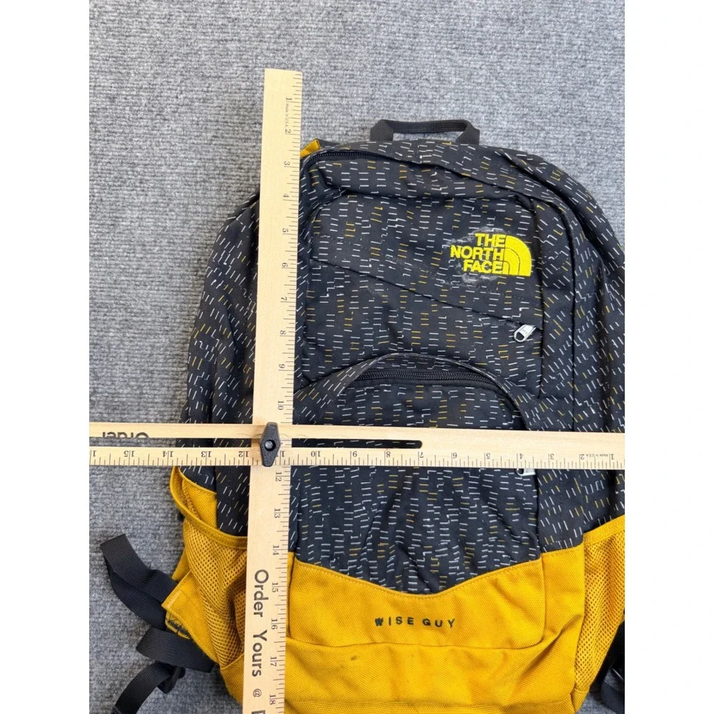 The North Face Wise Guy Backpack Black Yellow Pattern School Hiking Bag Daypack